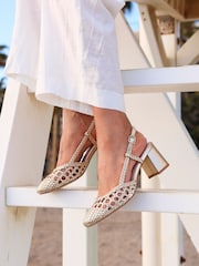 Linzi Gold Sandria Handwoven Slingback Court Sandals - Image 1 of 5