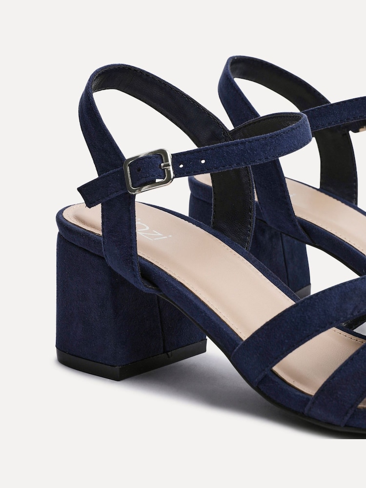 Linzi Blue Flair Heeled Sandals With Cross Front Straps - Image 6 of 6