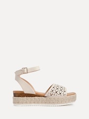 Linzi Natural Radiance Flatform Sandals With Laser Cut Detail - Image 2 of 5