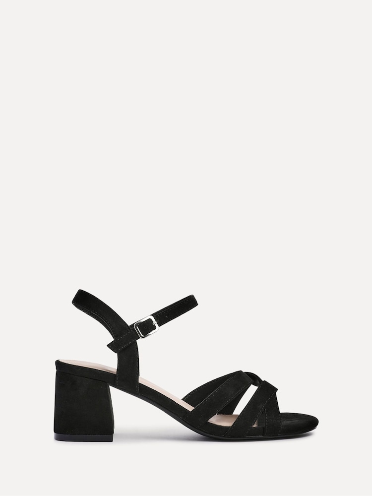 Linzi Black Flair Heeled Sandals With Cross Front Straps - Image 2 of 5