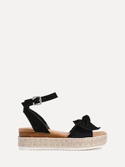 Linzi Black Cupid Flatform Sandals with Bow Detail - Image 2 of 5