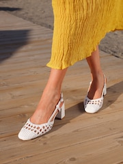 Linzi White Sandria Handwoven Slingback Court Sandals - Image 1 of 5