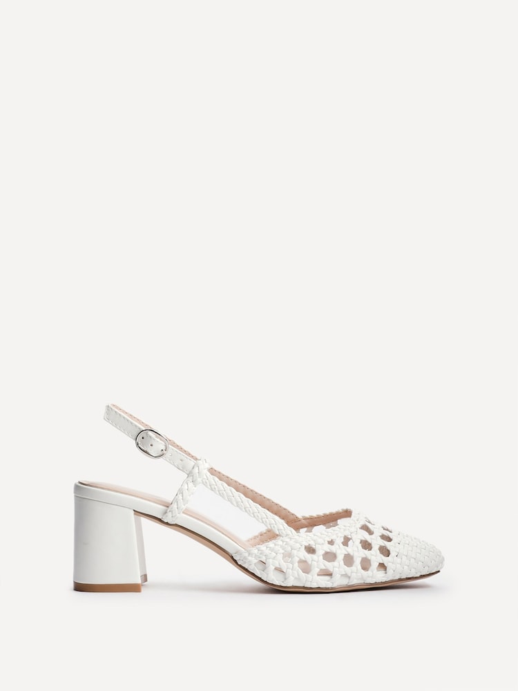 Linzi White Sandria Handwoven Slingback Court Sandals - Image 2 of 5