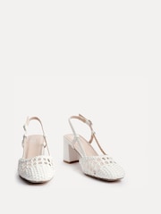 Linzi White Sandria Handwoven Slingback Court Sandals - Image 3 of 5