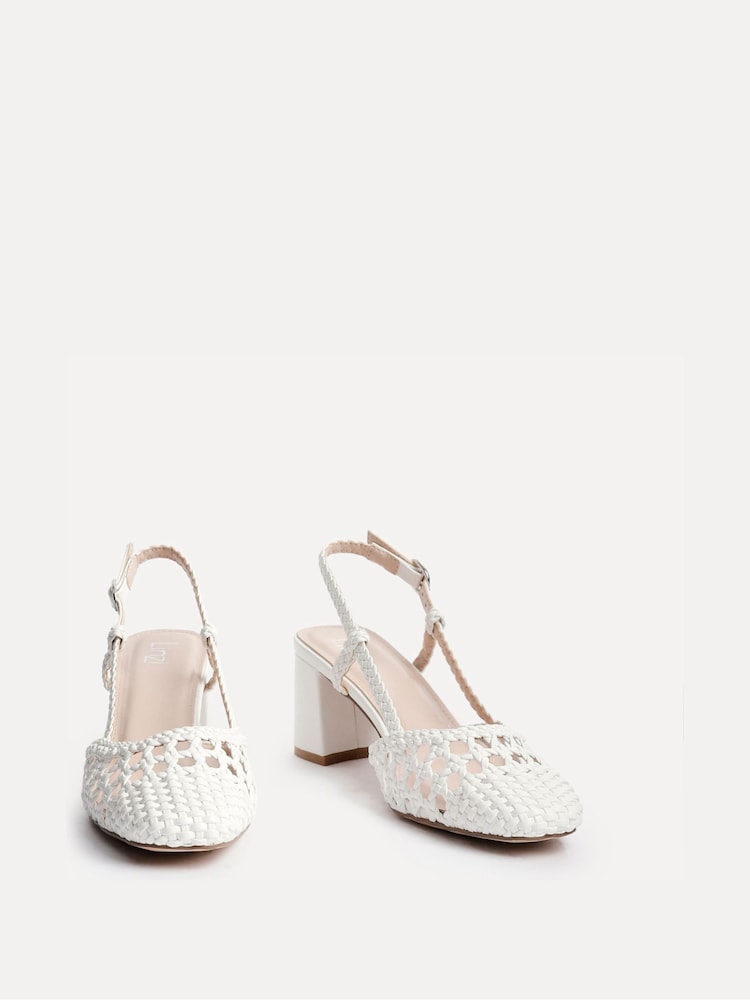 Linzi White Sandria Handwoven Slingback Court Sandals - Image 3 of 5