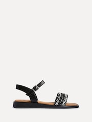 Linzi Black Halo Embellished Front Strap Sandals - Image 2 of 5