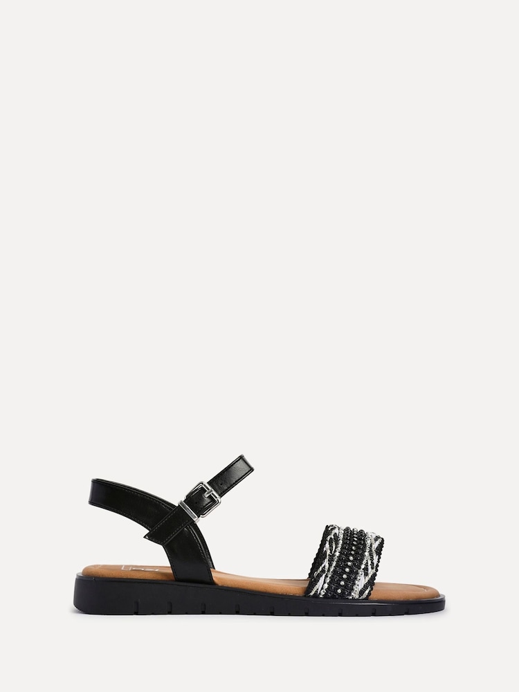 Linzi Black Halo Embellished Front Strap Sandals - Image 2 of 5 Linzi Black Halo Embellished Front Strap Sandals - Image 2 of 5