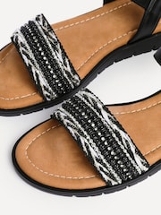Linzi Black Halo Embellished Front Strap Sandals - Image 5 of 5
