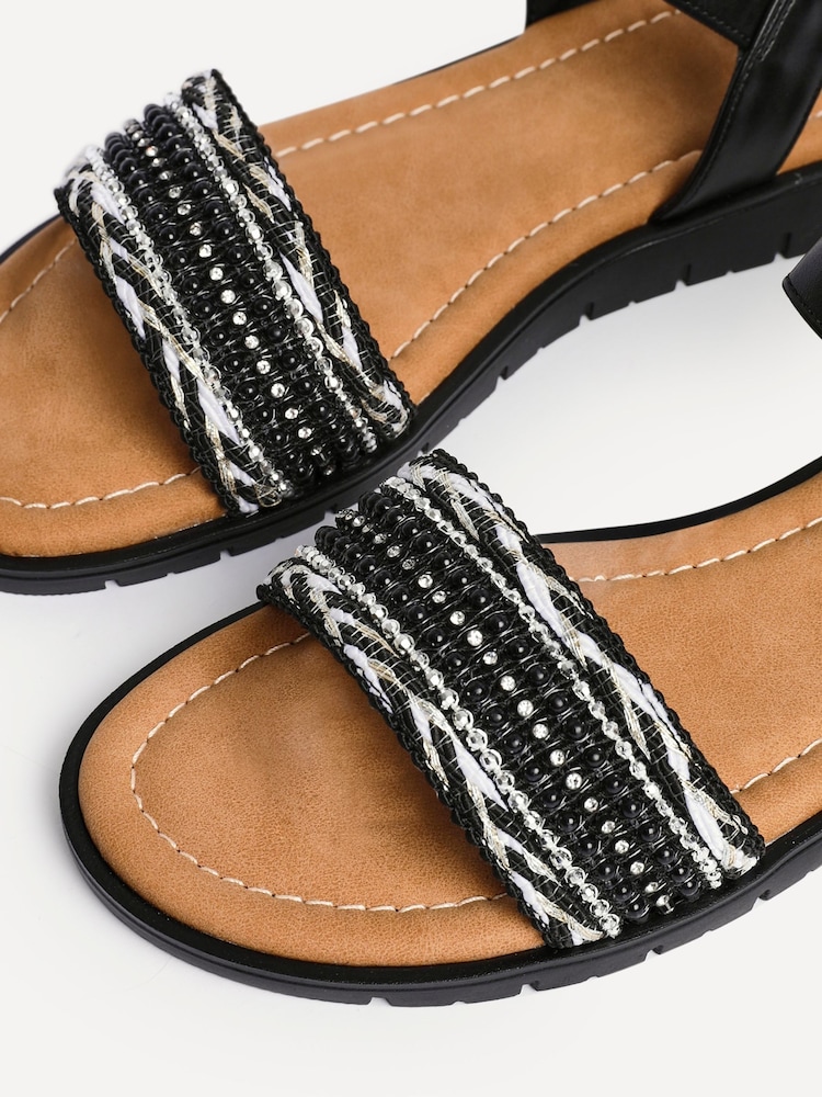 Linzi Black Halo Embellished Front Strap Sandals - Image 5 of 5