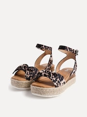 Linzi Leopard Cupid Flatform Sandals with Bow Detail - Image 3 of 5