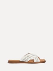 Linzi White Genie Embellished Raffia Sandals With Crossover Straps - Image 2 of 5