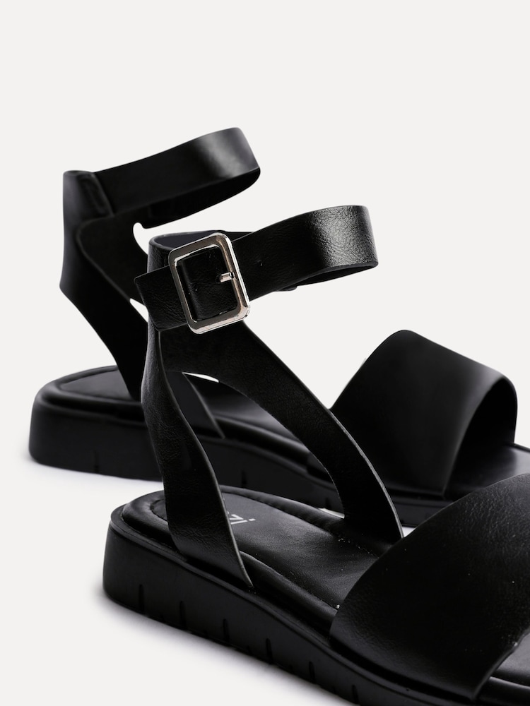 Linzi Black Nora Two Part Flat Sandals - Image 5 of 5