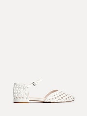 Linzi White Suki Handwoven Low Block Court Heels - Image 2 of 5