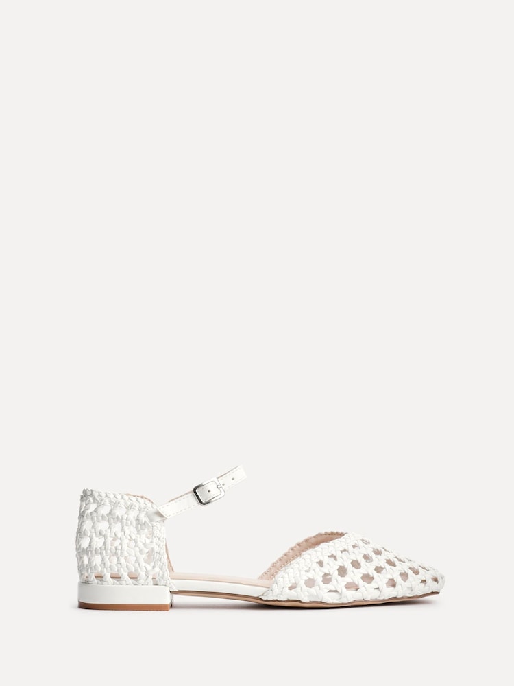 Linzi White Suki Handwoven Low Block Court Heels - Image 2 of 5