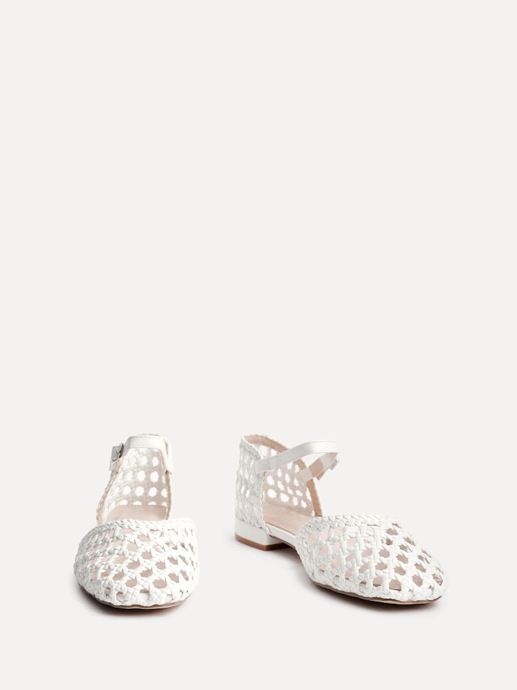 Linzi White Suki Handwoven Low Block Court Heels - Image 3 of 5