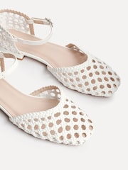 Linzi White Suki Handwoven Low Block Court Heels - Image 4 of 5