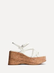 Linzi White Orbit Strappy Cork Wedge Sandals - Image 2 of 5
