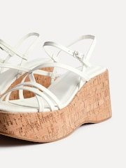 Linzi White Orbit Strappy Cork Wedge Sandals - Image 5 of 5