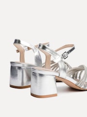 Linzi Silver Gracie Diamante Front Strap Low Block Sandals - Image 4 of 5