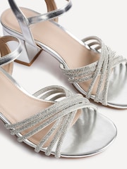 Linzi Silver Gracie Diamante Front Strap Low Block Sandals - Image 5 of 5
