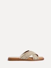 Linzi Gold Genie Embellished Raffia Sandals With Crossover Straps - Image 2 of 5