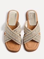 Linzi Gold Genie Embellished Raffia Sandals With Crossover Straps - Image 3 of 5