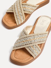 Linzi Gold Genie Embellished Raffia Sandals With Crossover Straps - Image 4 of 5
