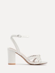 Linzi White Enchanted Pearl Detailed Front Stap With Block Sandals - Image 2 of 5