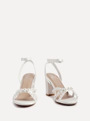 Linzi White Enchanted Pearl Detailed Front Stap With Block Sandals - Image 3 of 5
