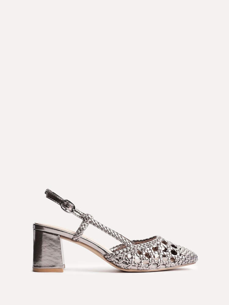 Linzi Pewter Sandria Handwoven Slingback Court Sandals - Image 2 of 5