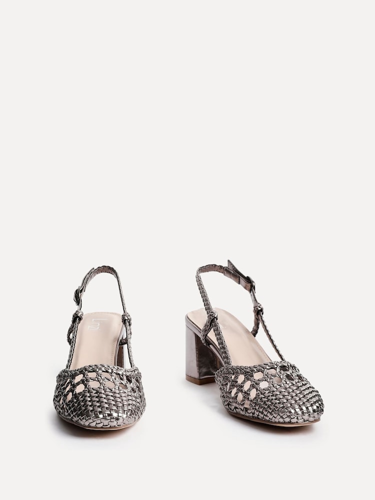 Linzi Pewter Sandria Handwoven Slingback Court Sandals - Image 3 of 5