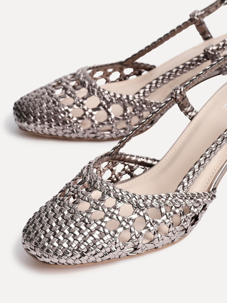 Linzi Pewter Sandria Handwoven Slingback Court Sandals - Image 4 of 5
