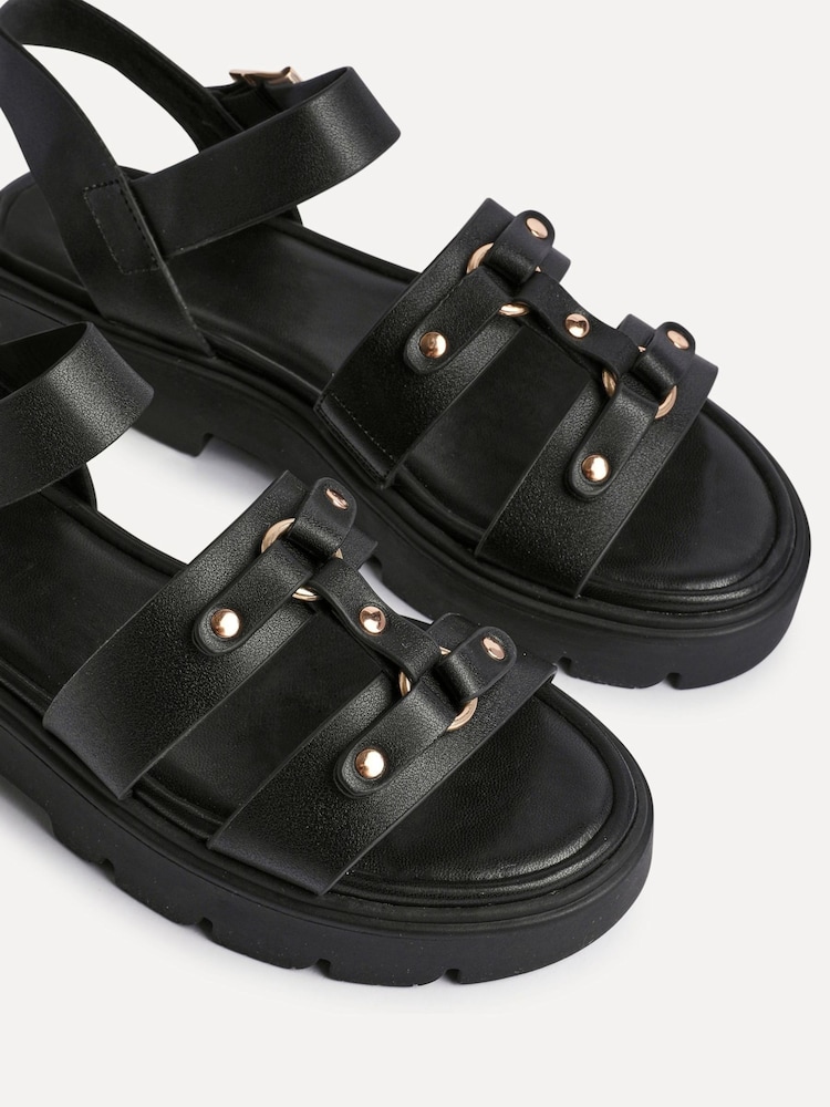 Linzi Black Hattie Flatform Gladiator Studded Sandals - Image 4 of 5