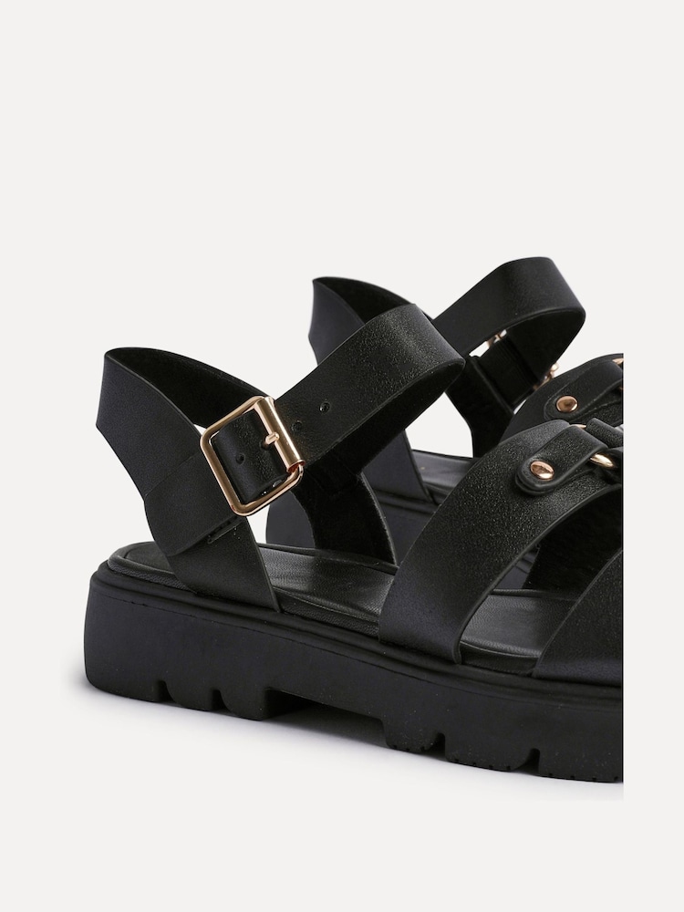 Linzi Black Hattie Flatform Gladiator Studded Sandals - Image 5 of 5