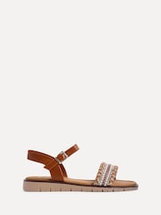 Linzi Brown Halo Embellished Front Strap Sandals - Image 2 of 5