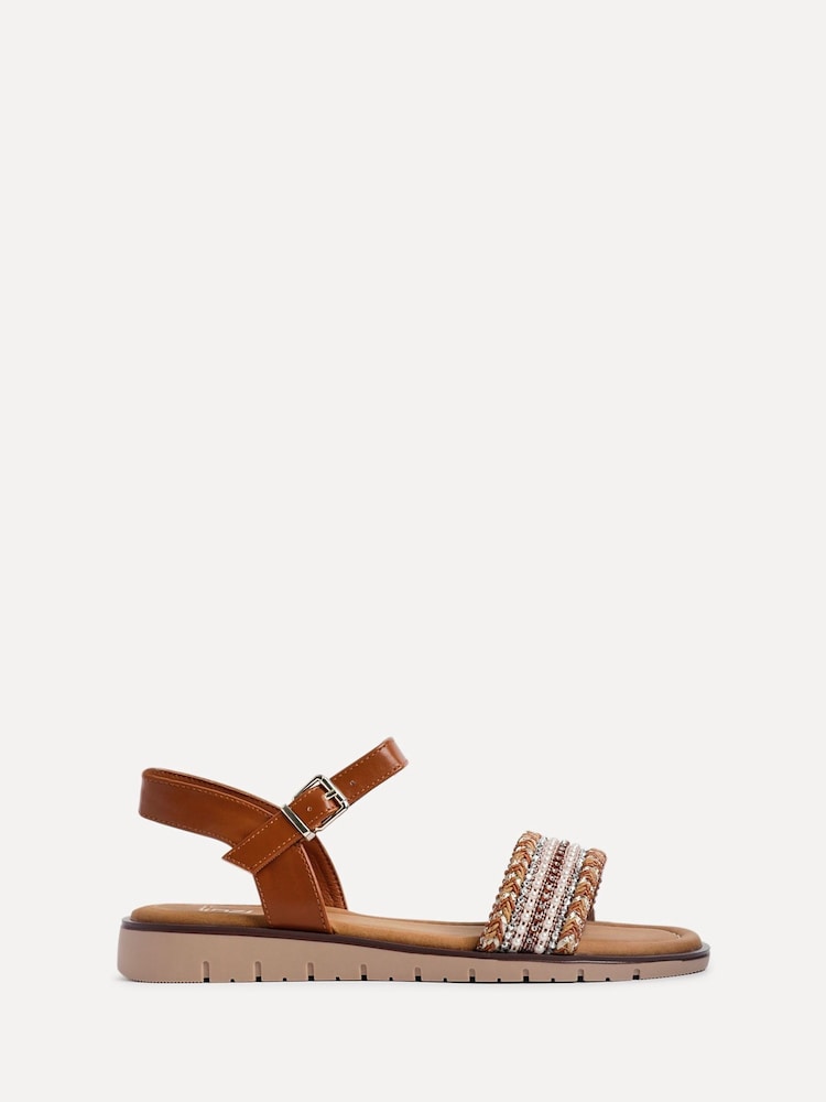 Linzi Brown Halo Embellished Front Strap Sandals - Image 2 of 5