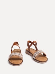Linzi Brown Halo Embellished Front Strap Sandals - Image 3 of 5