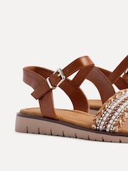 Linzi Brown Halo Embellished Front Strap Sandals - Image 4 of 5