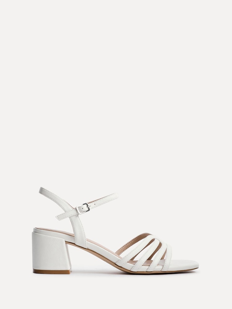 Linzi White Adira Strappy Heeled Sandals With T-Bar - Image 2 of 5