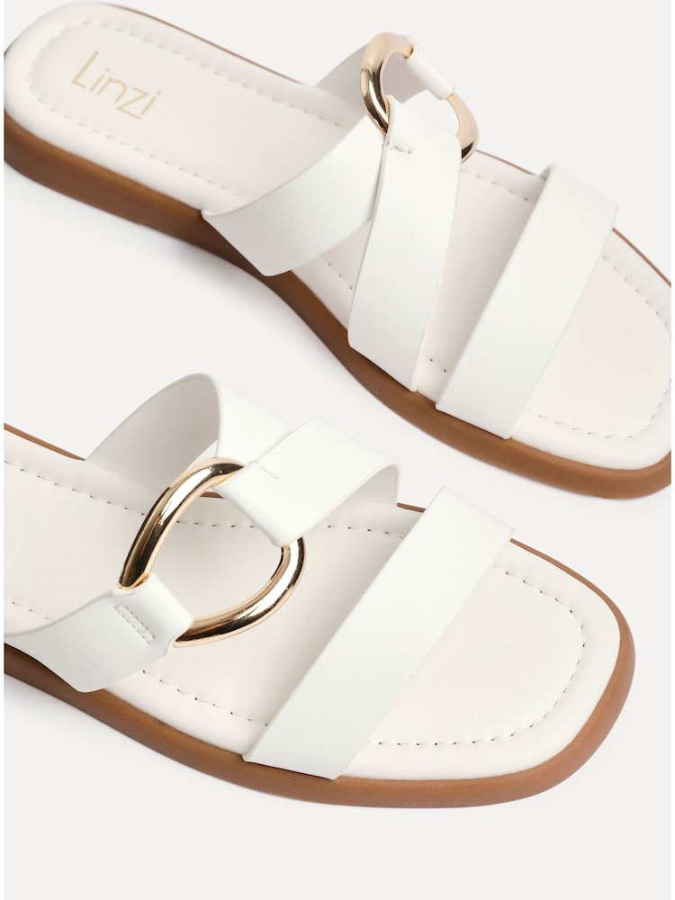 Linzi White Cassandra Double Strap Sandals With Buckle Detail - Image 5 of 5