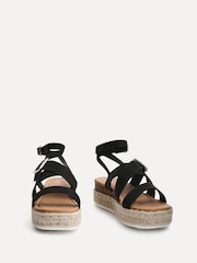 Linzi Black Autumn Strappy Flatform Sandals With Buckle Detail - Image 3 of 5