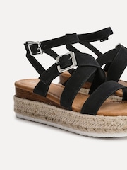 Linzi Black Autumn Strappy Flatform Sandals With Buckle Detail - Image 4 of 5