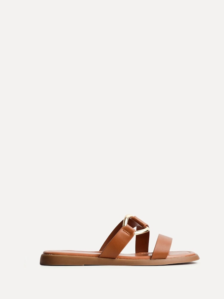 Linzi Brown Cassandra Double Strap Sandals With Buckle Detail - Image 2 of 5