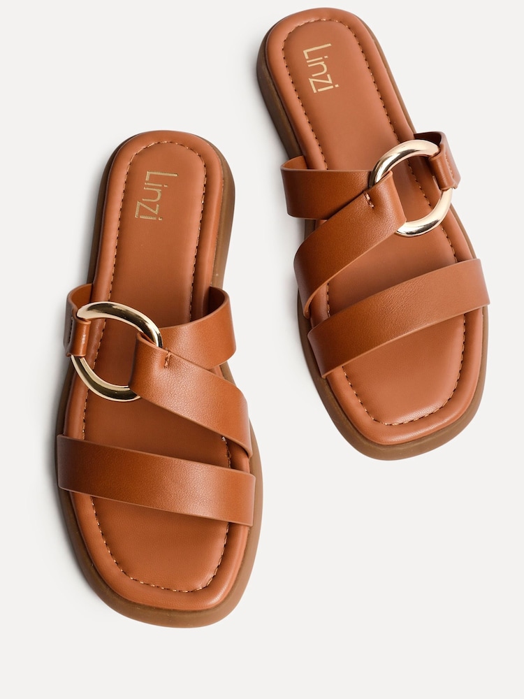 Linzi Brown Cassandra Double Strap Sandals With Buckle Detail - Image 5 of 5