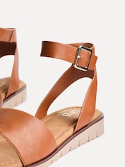 Linzi Light Brown Nora Two Part Flat Sandals - Image 5 of 6