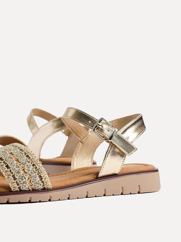 Linzi Gold Halo Embellished Front Strap Sandals - Image 6 of 6