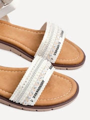 Linzi White Halo Embellished Front Strap Sandals - Image 5 of 5