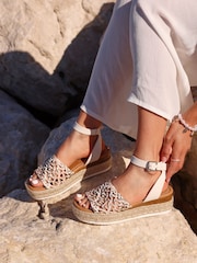 Linzi Natural Sundown Handwoven Espadrille Flatform Sandals - Image 1 of 5
