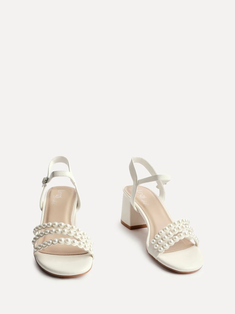 Linzi White Perla Heeled Sandals With Pearl Straps - Image 3 of 5