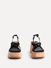 Linzi Black Orbit Strappy Cork Wedge Sandals - Image 3 of 5